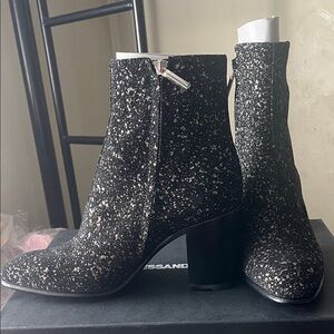 Speckled Black Alessandro Vasini Booties with Block Heel